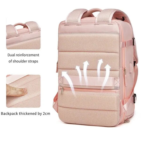 Rucsac multifunctional 35L, impermeabil, cu port USB, buzunar pentru pantofi, verde menta, 43x30x20cm