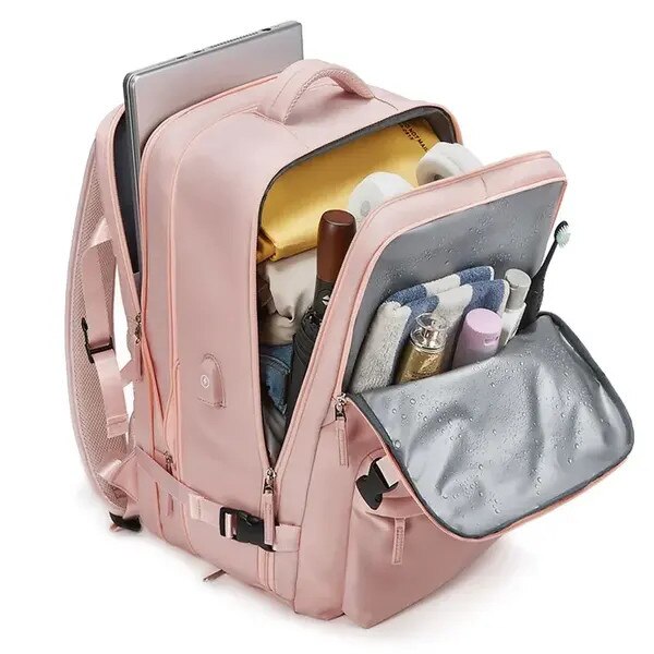 Rucsac multifunctional 35L, impermeabil, cu port USB, buzunar pentru pantofi, verde menta, 43x30x20cm