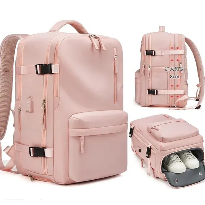 Rucsac multifunctional 35L, impermeabil, cu port USB, buzunar pentru pantofi, verde menta, 43x30x20cm