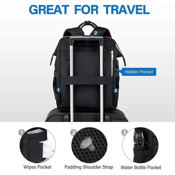 Rucsac laptop 15.6 inch, negru, 20L, rezistent la apa, antifurt, cu portofel, 30x19x41cm