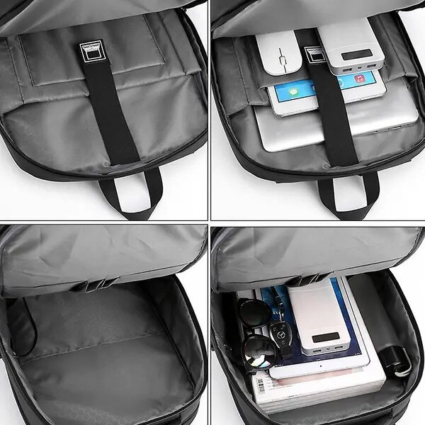 Rucsac laptop 15.6 inch USB port negru rezistent la apa ergonomic