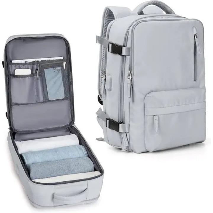 Rucsac de calatorie pentru femei, rezistent la apa, compartiment pentru laptop, negru, 33x22x47cm