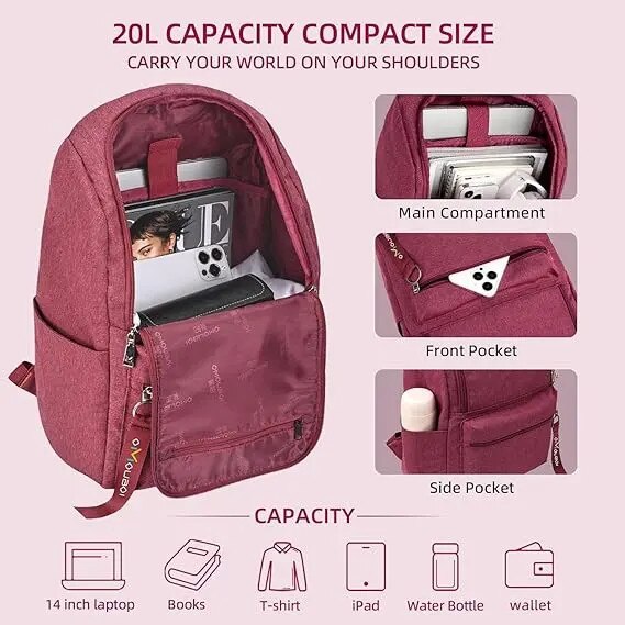 Rucsac laptop 14 inch, rezistent la apa, usor, 28x18x41cm, negru