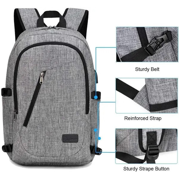 Rucsac laptop 15.6 inch, rezistent la apa, port USB, 47x32x15 cm, negru