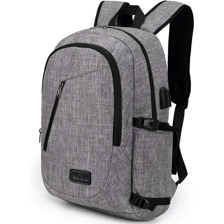 Rucsac laptop 15.6 inch, rezistent la apa, port USB, 47x32x15 cm, negru