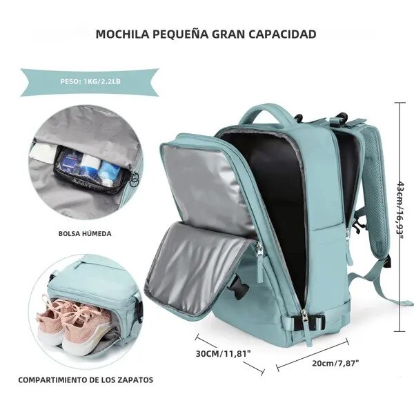 Rucsac de calatorie mare 35L negru compartiment pentru laptop 14 inch impermeabil antifurt 42x32x20cm