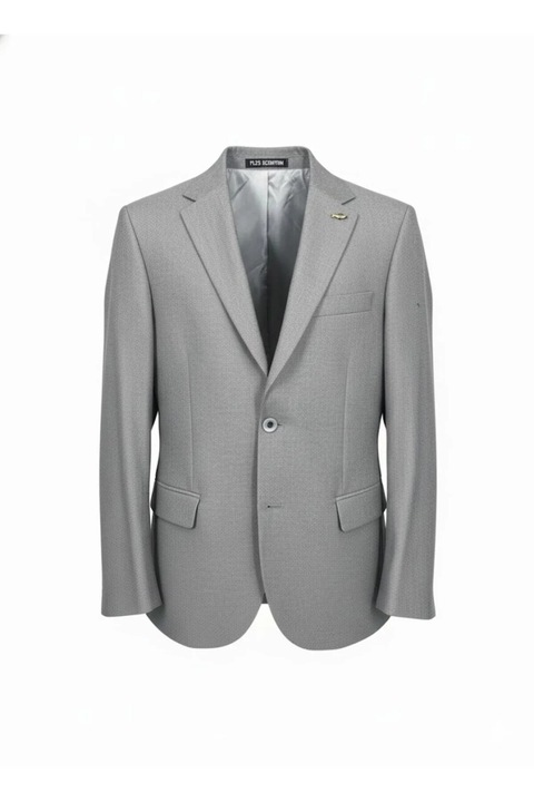 Sacou Elegant Barbatesc, Croiala Moderna cu Structura Bine Definita, Buzunare cu Clapeta, pentru Tinute Smart-Casual, Office sau Evenimente Speciale, Gri