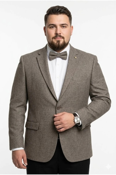 Sacou Elegant Modern cu Croiala Rafinata pentru Barbati, Design Minimalist, Potrivit pentru Tinute Smart-Casual sau Birou, Maro