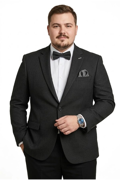 Sacou Elegant Barbatesc din Material Texturat, Design Simplu si Rafinat, Usor de Asortat cu Camasa si Pantaloni Eleganti pentru Ocazii Speciale, Negru
