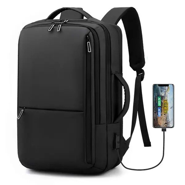 Rucsac laptop 16 inch, rezistent la apa, USB, negru, 30x40x17cm