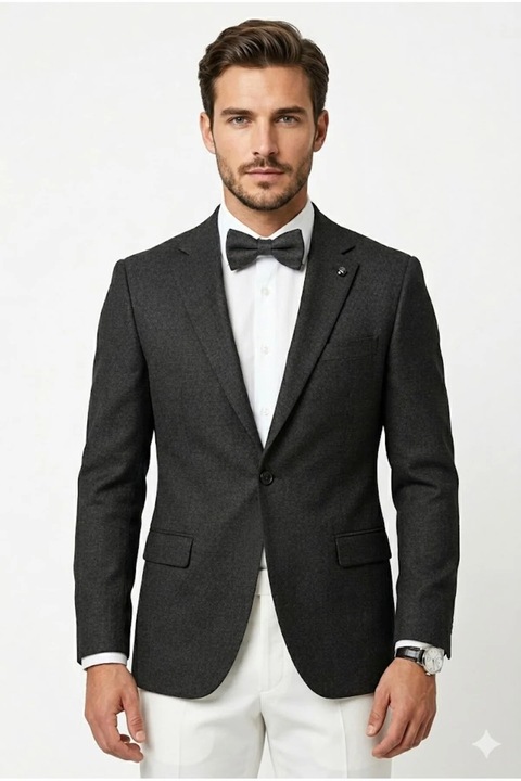 Sacou Elegant Premium Barbatesc, Design Versatil si Croiala Actuala, Potrivit pentru Costum de Ocazie, Business sau Smart-Casual, Negru