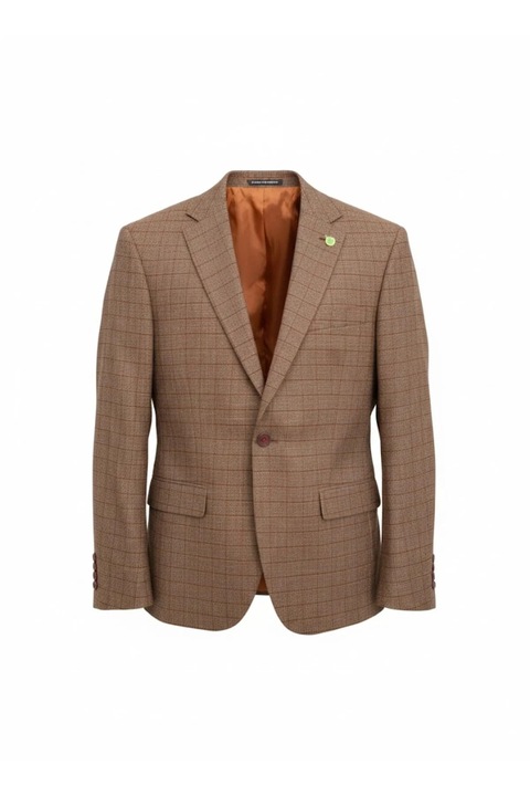 Sacou Barbatesc in Carouri, Stil Elegant-Casual, Bej