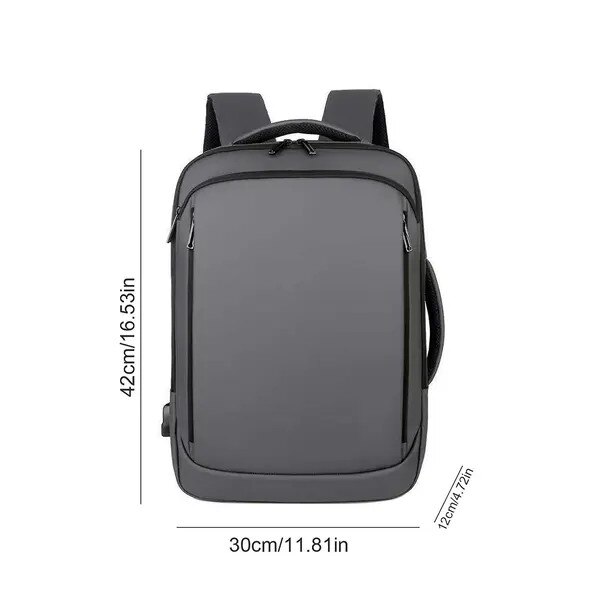 Rucsac laptop 16 inch, rezistent apa, multifunctional, negru 42x30x12cm