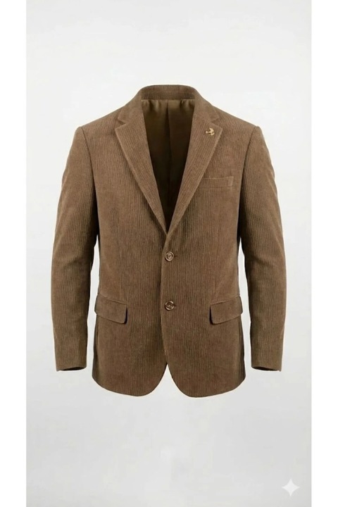 Sacou Barbatesc Texturat, Stil Elegant cu Croiala Clasica, Inchidere la Doi Nasturi, Potrivit pentru Tinute Elegante sau Smart-Casual de Zi cu Zi, Maro