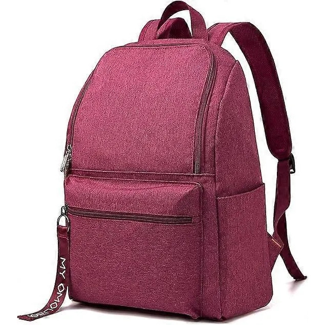 Rucsac laptop din poliester, usor, rezistent la apa, compartiment captusit pentru laptop pana la 14 inch, 20 L, bretele ergonomice, visiniu