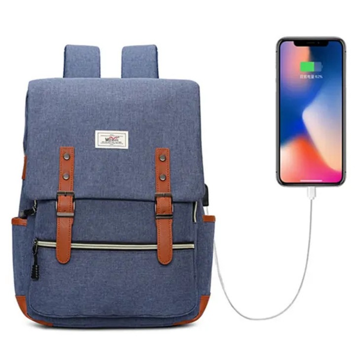 Rucsac laptop 15.6 inch albastru, capacitate mare, port USB, 42x30x13cm