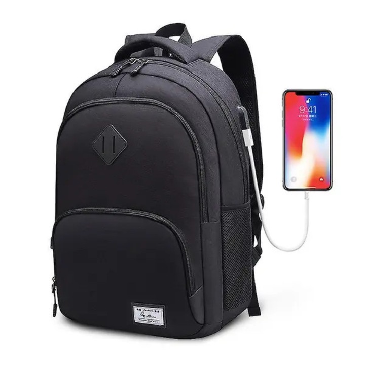 Rucsac laptop 15.6 inch, Oxford, poliester, negru, 45x30x15cm