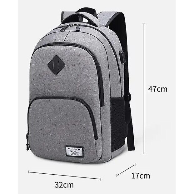 Rucsac laptop 15.6 inch, Oxford, poliester, negru, 45x30x15cm