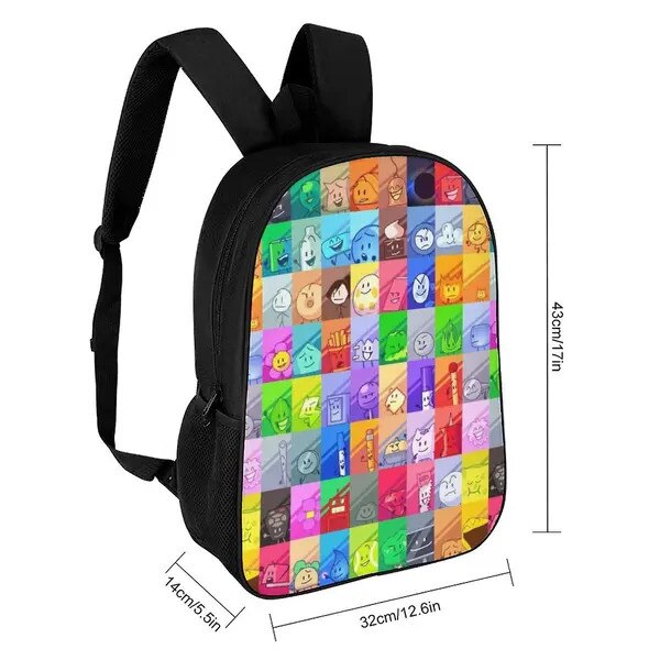 Rucsac din poliester cu imprimeu Battle for Dream Island (BFDI), multicolor, compatibil laptop 17 inch, 41 x 30 x 11.5 cm