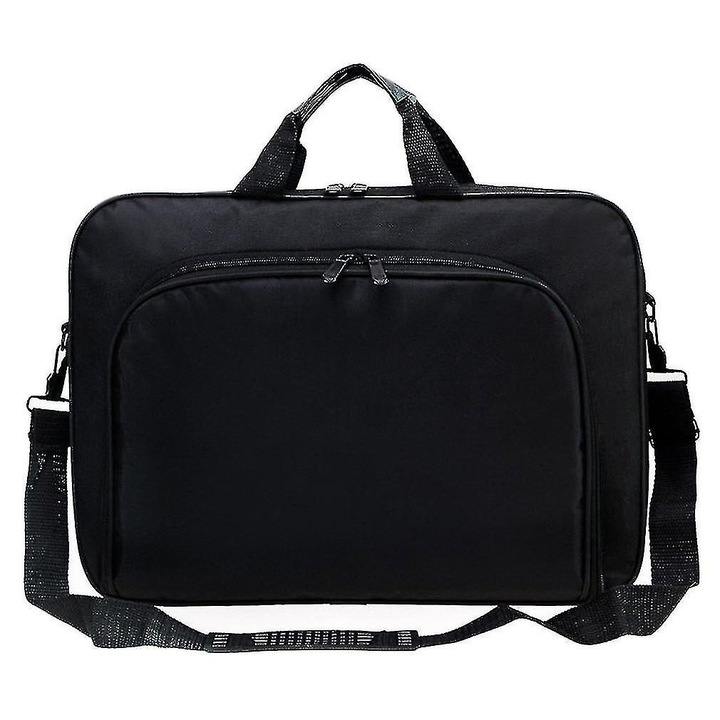 Geanta laptop 15 inch, nylon, portabila, negru, 40x29x5.5cm