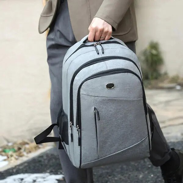 Rucsac Oxford pentru barbati, capacitate mare, gri, 17 inch