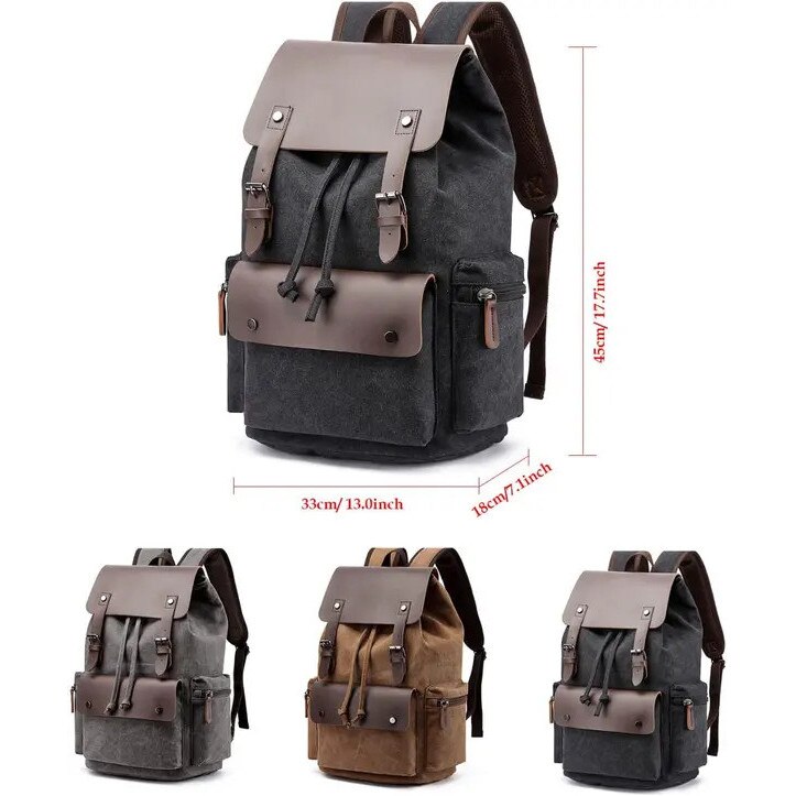 Rucsac casual unisex, panza si piele, capacitate mare, multicolor, 45x33x18cm