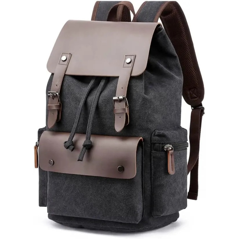 Rucsac casual unisex, panza si piele, capacitate mare, multicolor, 45x33x18cm