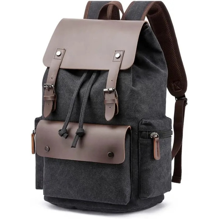 Rucsac casual unisex, panza si piele, capacitate mare, multicolor, 45x33x18cm