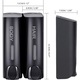 Dispenser sapun perete, 3 compartimente, negru, 20x7x10cm