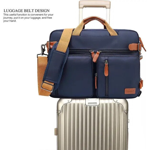 Geanta laptop multifunctionala 17.3 inch negru 48x13x35cm, rucsac geanta umar servieta
