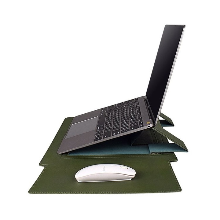 Husa laptop piele PU verde 14.1 inch 28x37.2cm