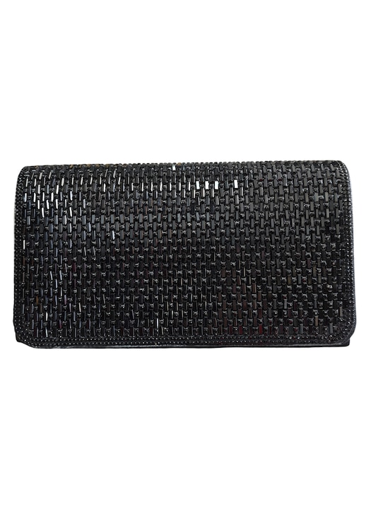 Geanta plic de seara eleganta neagra cu strasuri