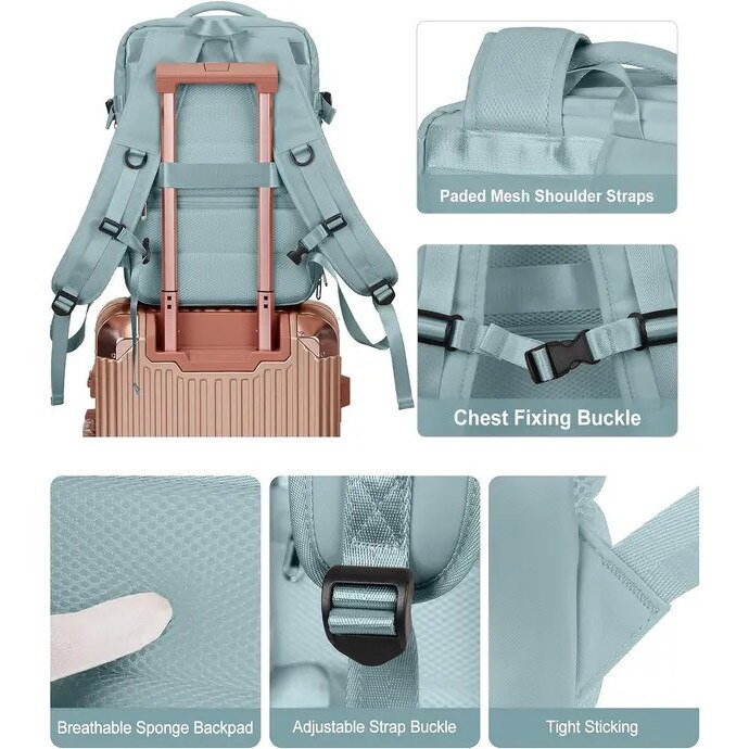 Rucsac de calatorie extensibil albastru 30x45x15cm