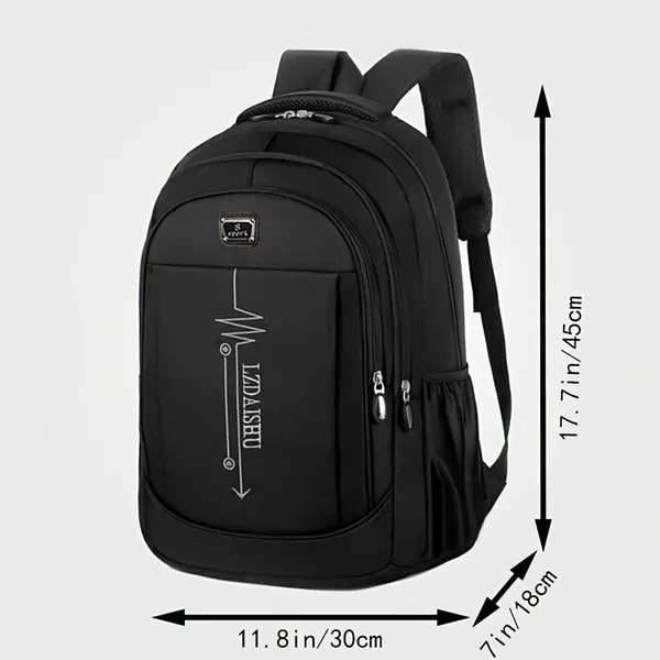Rucsac din nylon unisex, capacitate mare cu compartiment pentru laptop, usor, pentru scoala si calatorii, negru