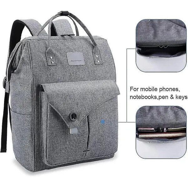 Rucsac laptop 15.6 inch unisex gri deschis scoala universitate calatorie