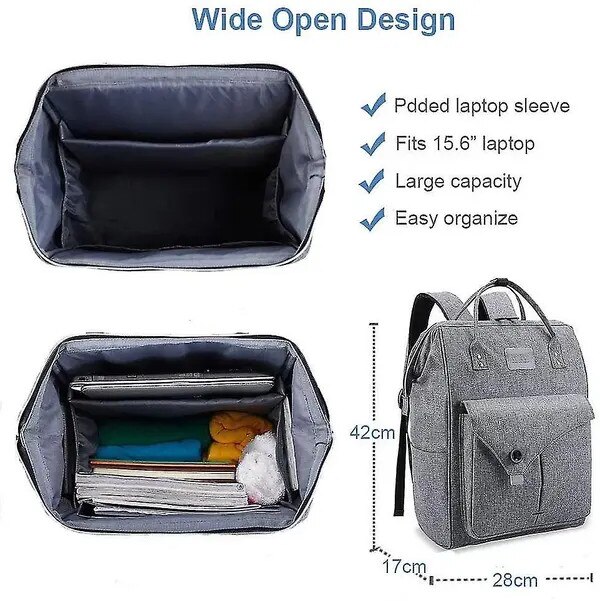Rucsac laptop 15.6 inch unisex gri deschis scoala universitate calatorie