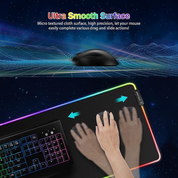 Mousepad gaming 800x300mm multicolor iluminare LED