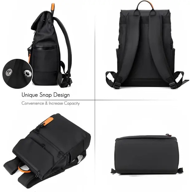 Rucsac laptop 15.6 inch multifunctional cu port USB negru 30x45x15cm