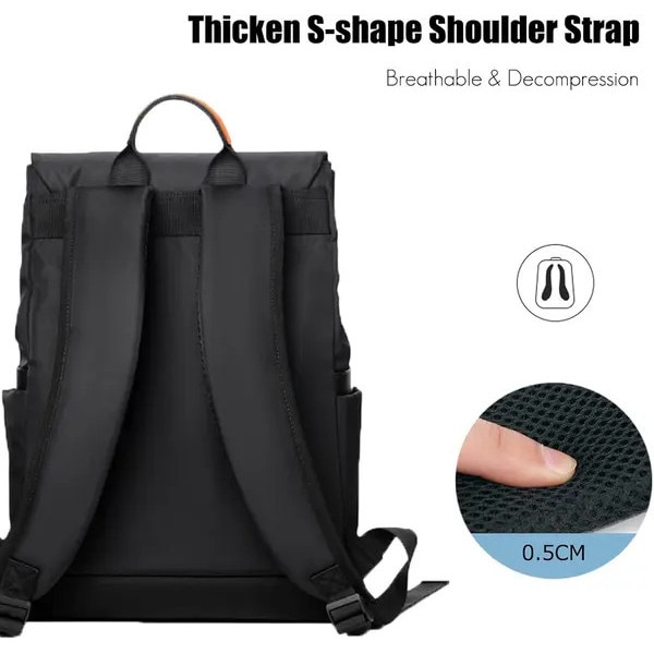 Rucsac laptop 15.6 inch multifunctional cu port USB negru 30x45x15cm