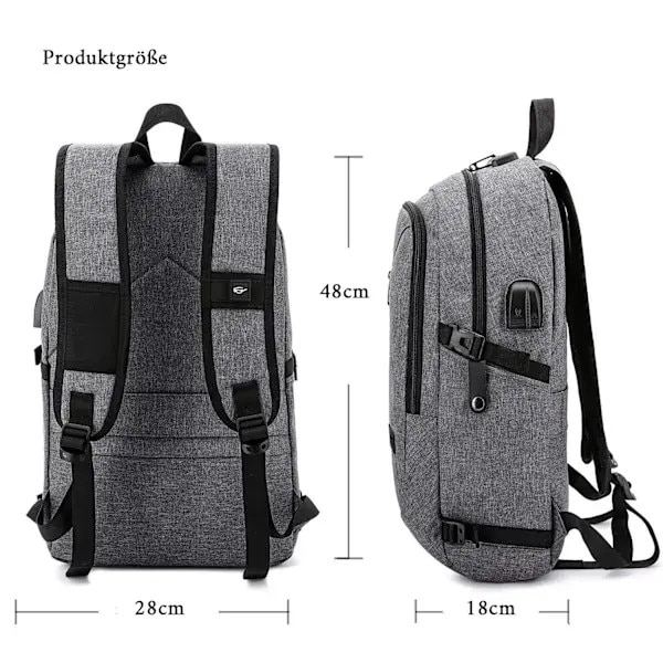 Rucsac laptop 15.6 inch, rezistent la apa, cu port USB, 48x28x18 cm