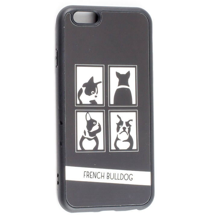Mirror Acrylic Doggy, Szilikon, Védőtok, iPhone 6 / 6S, Fekete