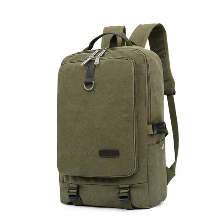 Rucsac canvas piele, capacitate mare, verde, 45x31x12cm
