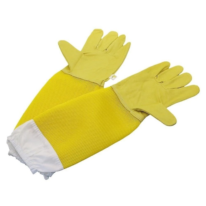 Manusi protectie munca, 2 perechi, piele miel si bumbac, alb, 46.5x17.5cm