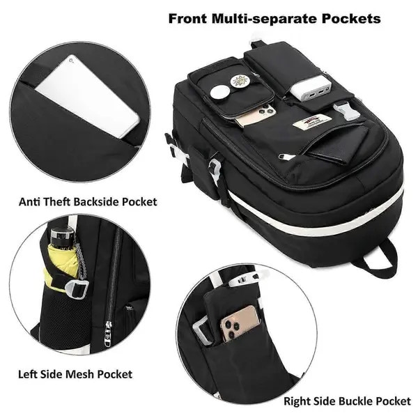 Rucsac laptop 15.6 inch, rezistent la apa, negru, 31x18x47cm, capacitate mare