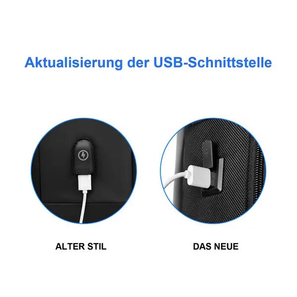 Rucsac barbati, impermeabil, antifurt, USB, negru, 45x32x22cm