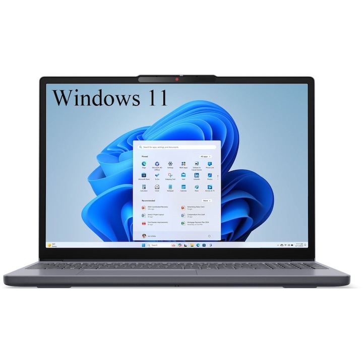 Laptop Lenovo IdeaPad Slim 3 15ARP10, 15.3" WUXGA (1920x1200) IPS 300nits, AMD Ryzen™ 7 170 8-core, 16GB DDR5, 256 GB SSD m2 PCIe, 1TB SSD m2 PCIe, AMD Radeon 680M Graphics, Windows 11 Home, Aluminium Case 1.63 kg Luna Grey