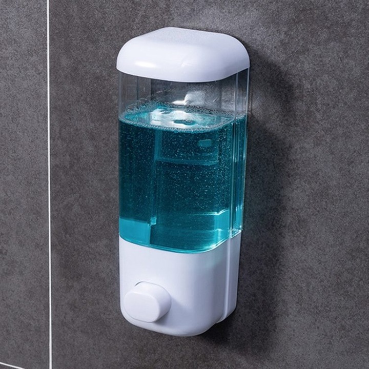Dispenser sapun lichid perete, transparent, 22x8x6cm si 21.5x14x6.5cm, set doi capete