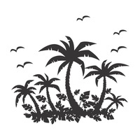 Sticker Decorativ "Insula Tropicala" 170x150 cm, culoare Negru
