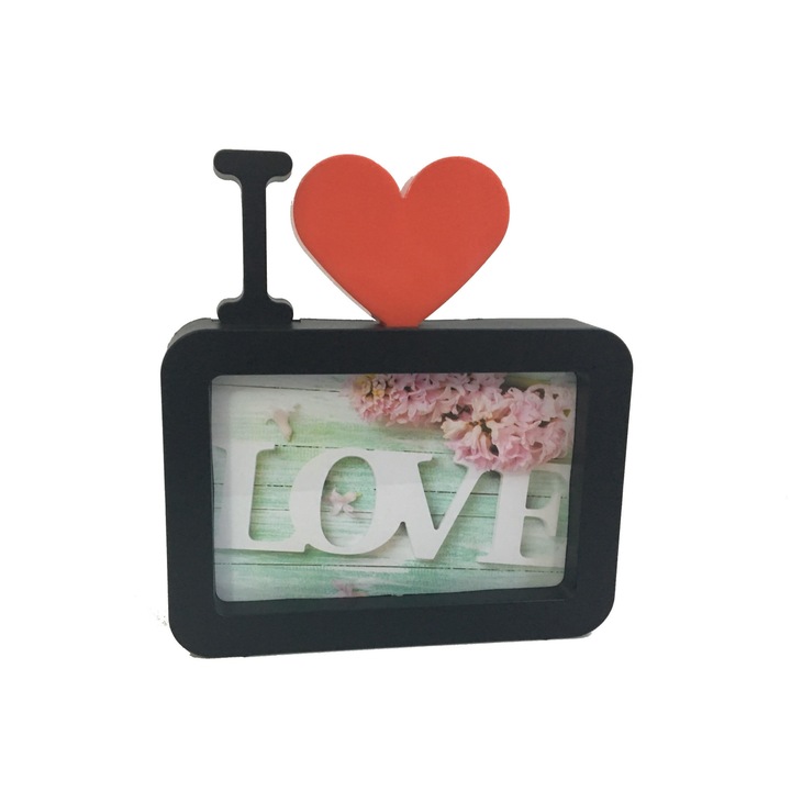 Rama foto 'I love', 10x15 cm, negru