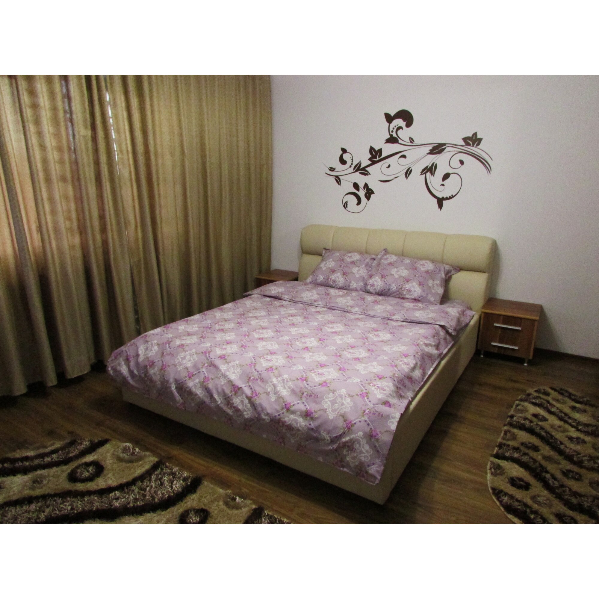 Lenjerie de pat Prodconfex Royal 2, din bumbac satinat, 4 piese, 220x240 2 perne 70x70, Roz/Mov